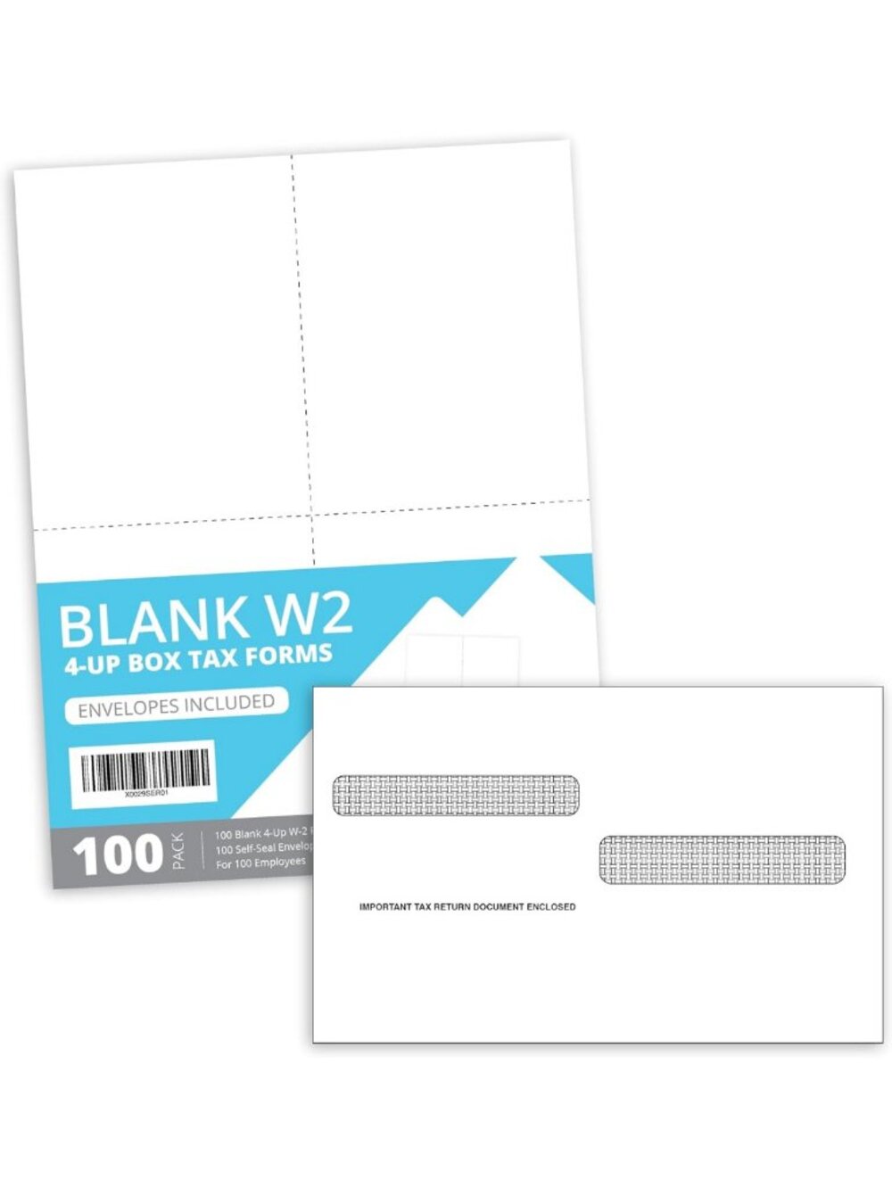 2026 Blank W2 Tax Forms - 100 Sets, 4-Up with Envelopes for Easy Filing
